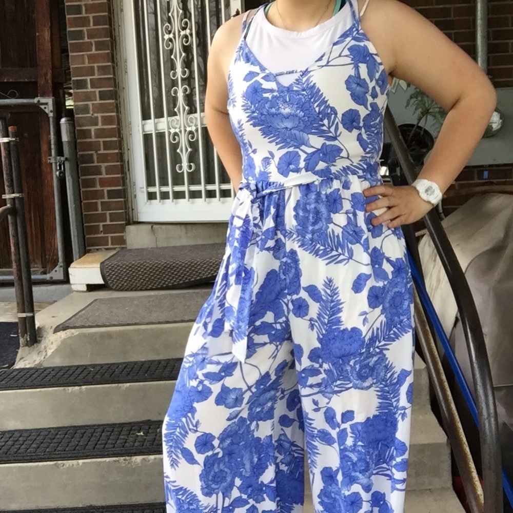 Blue floral jumpsuit